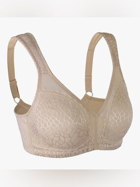 Lemorosy Beige Full Coverage Non Padded Wireless Minimizer Bra - Size 38D - EUC